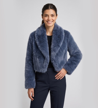 Twinset Kort blå pelsjakke