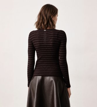Twinset Pull rayé chocolat