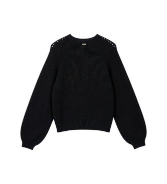 Twinset Pull à fleurs au crochet bleu marine
