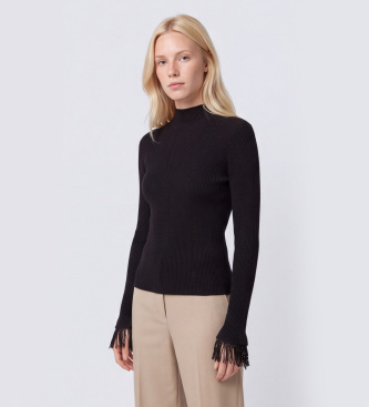Twinset Pull à col roulé avec broderies noir