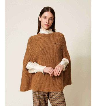 Twinset Beige wool blend cape style jumper