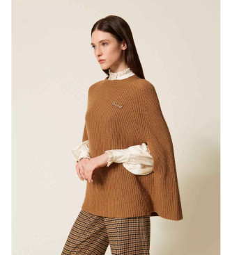 Twinset Beige wool blend cape style jumper
