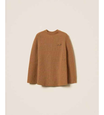 Twinset Beige wool blend cape style jumper