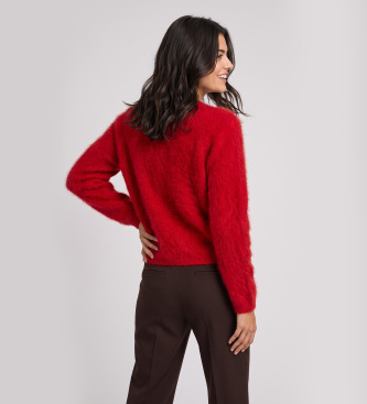 Twinset Sweater i børstet uld med rød knude
