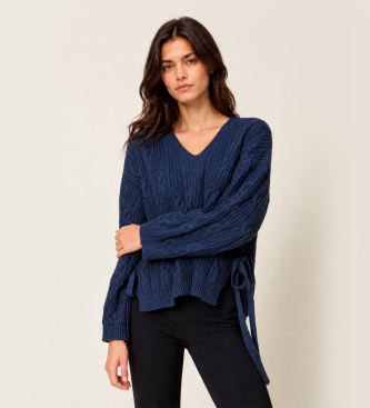 Twinset Jersey de lana mixta con lazos marino