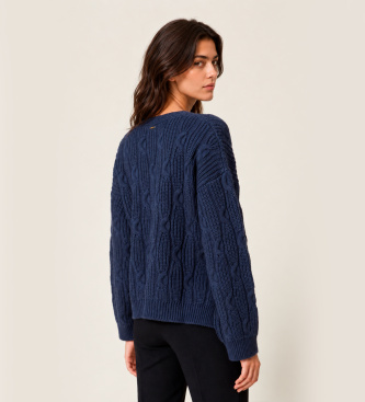 Twinset Jersey de lana mixta con lazos marino