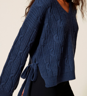 Twinset Jersey de lana mixta con lazos marino