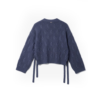 Twinset Jersey de lana mixta con lazos marino