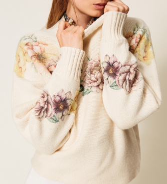 Twinset Sweater i uldmix med beige print