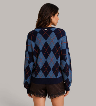 Twinset Pulover Jacquard Argyle modra barva