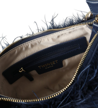 Twinset Liten Liliane-väska med fjädrar, marinblå