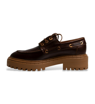 Twinset Stringata brown leather loafers