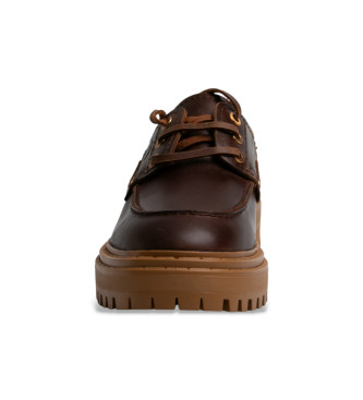 Twinset Stringata brown leather loafers