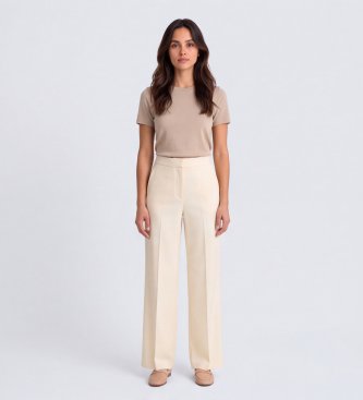 Twinset Gerade Hose aus Krepp in Beige