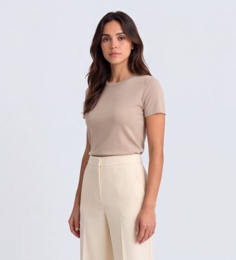 Twinset Gerade Hose aus Krepp in Beige