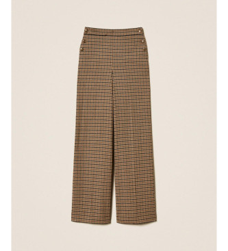 Twinset Pantalon en laine mlange  carreaux marron