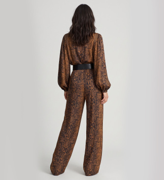 Twinset Brede bukser med brunt python-print