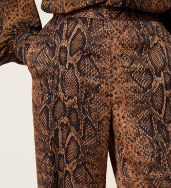 Twinset Brede bukser med brunt python-print