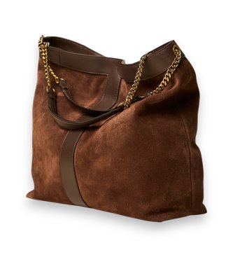 Twinset Antilopeskinds hobo-taske med logo, brun