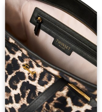 Twinset Brun shoppertaske med dyreprint