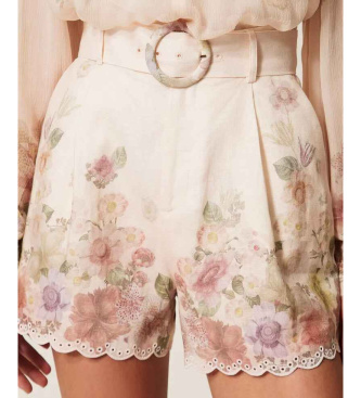 Twinset Shorts Con Cintura multicolor de lino