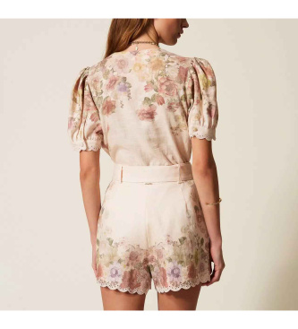 Twinset Shorts Con Cintura multicolor de lino