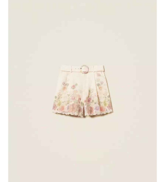 Twinset Shorts Con Cintura multicolor de lino
