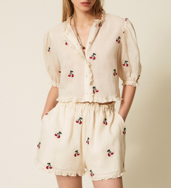 Twinset Cal��es Ricamo em branco