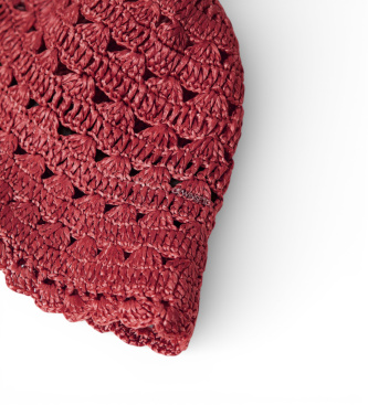 Twinset Cappello da pescatore rosso all'uncinetto