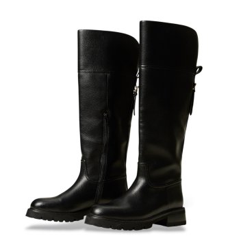 Twinset Botas altas de piel con correa negro