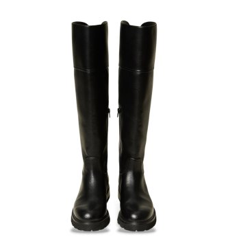 Twinset Botas altas de piel con correa negro