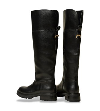Twinset Botas altas de piel con correa negro