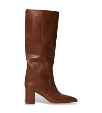 Twinset Botas altas de piel marrón