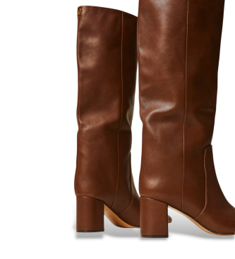 Twinset Botas altas de piel marrón