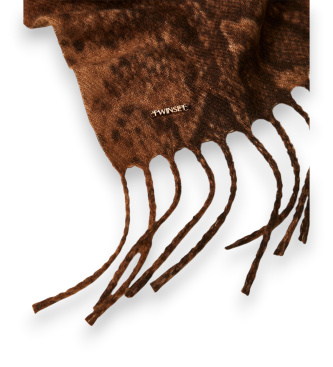 Twinset Stola con stampa animalier marrone