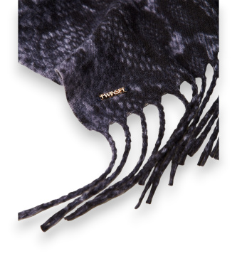 Twinset Stola con stampa animalier blu