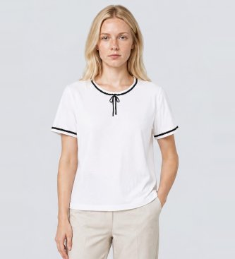 Twinset Maglietta con passamaneria e fiocco bianco