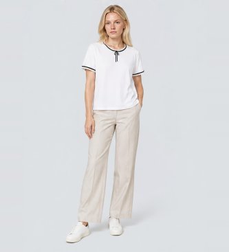 Twinset Maglietta con passamaneria e fiocco bianco