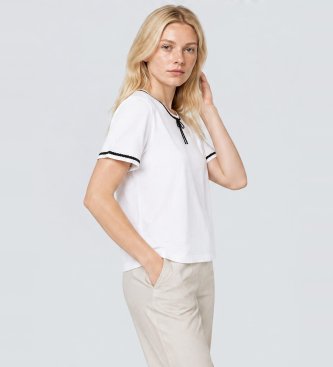 Twinset Maglietta con passamaneria e fiocco bianco