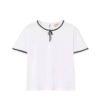 Twinset Maglietta con passamaneria e fiocco bianco
