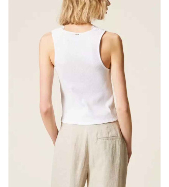 Twinset Ribbed top with white lace