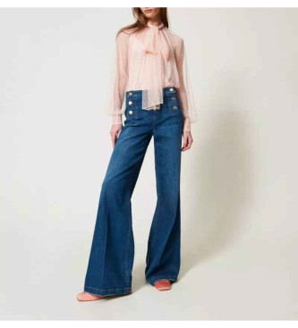 Twinset Flared jeans met sierknopen blauw