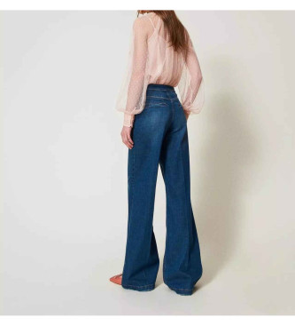 Twinset Flared Jeans mit Zierknpfen blau