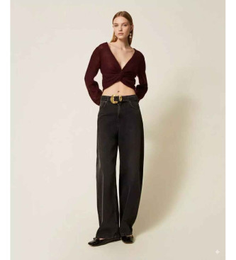 Twinset Schwarze Jeans mit Grtel und Maxischnalle schwarz