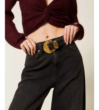 Twinset Schwarze Jeans mit Grtel und Maxischnalle schwarz