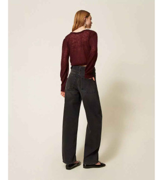Twinset Schwarze Jeans mit Grtel und Maxischnalle schwarz