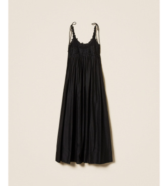 Twinset lungo abito nero svasato