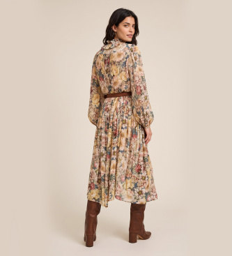 Twinset Lang blomsterprint kjole i crepe med flerfarvet mønster