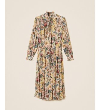 Twinset Lang blomsterprint kjole i crepe med flerfarvet mønster