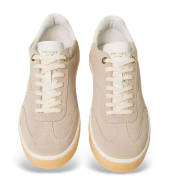 Twinset Beige suede leather trainers
